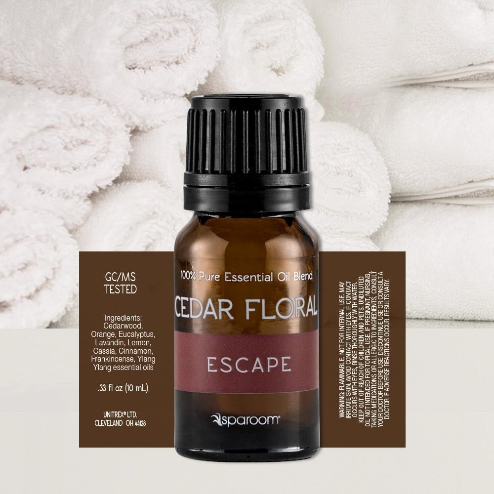 Aromatherapy 100% Pure Undiluted Essential Oil, Escape Cedar Floral Blend, 10 Ml - householdessential