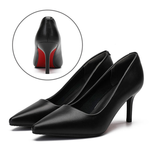 Leather Work Shoes Women Black - householdessential