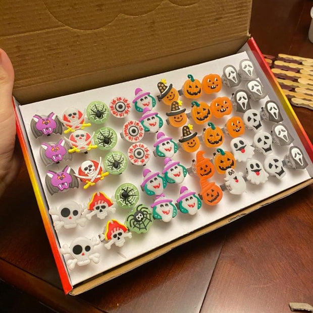 Halloween LED Light up Rings Dreamy 3D Flashing Glow Rings Non Candy Trick or Treat Halloween Gift Party Favor for Kids and Adults 50PCS Costume Ideas DIY Halloween 2025 New