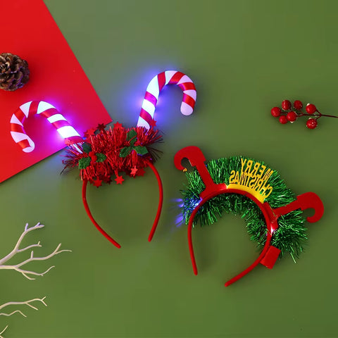 Christmas Headband with LED Lights Snowflake Xmas Tree Hair Band 2025 Christmas Decorations for Home Girls Women New Year Gifts