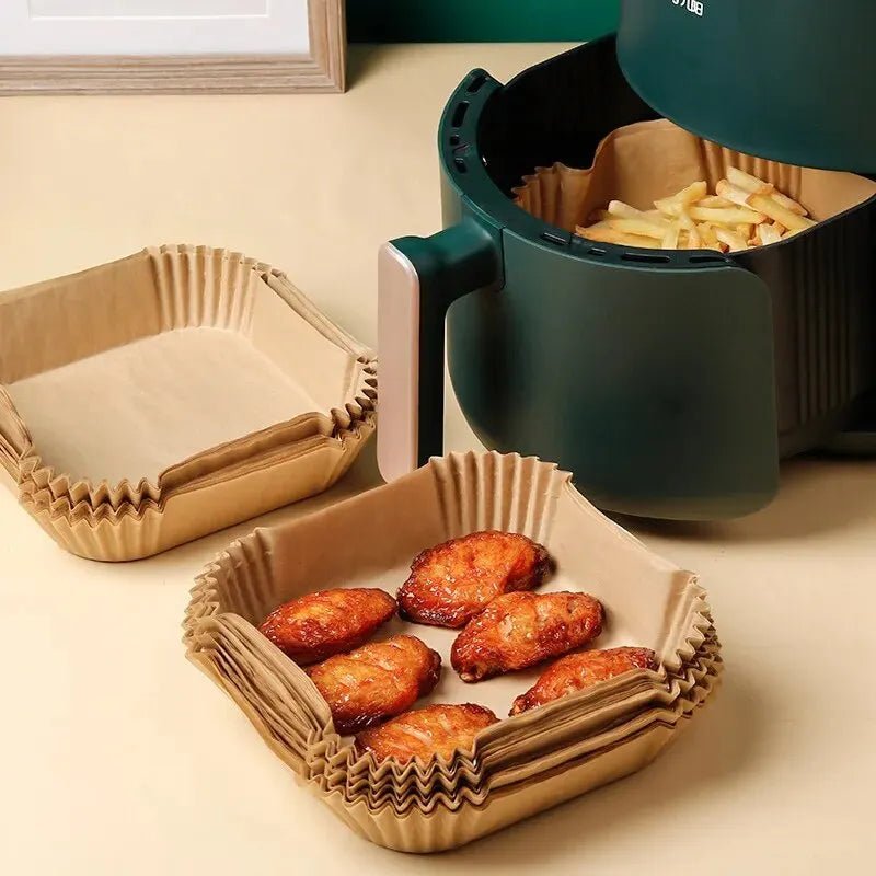 Eco-Friendly Air Fryer Paper Liners - 50 Pcs Set Disposable Parchment Sheets - householdessential