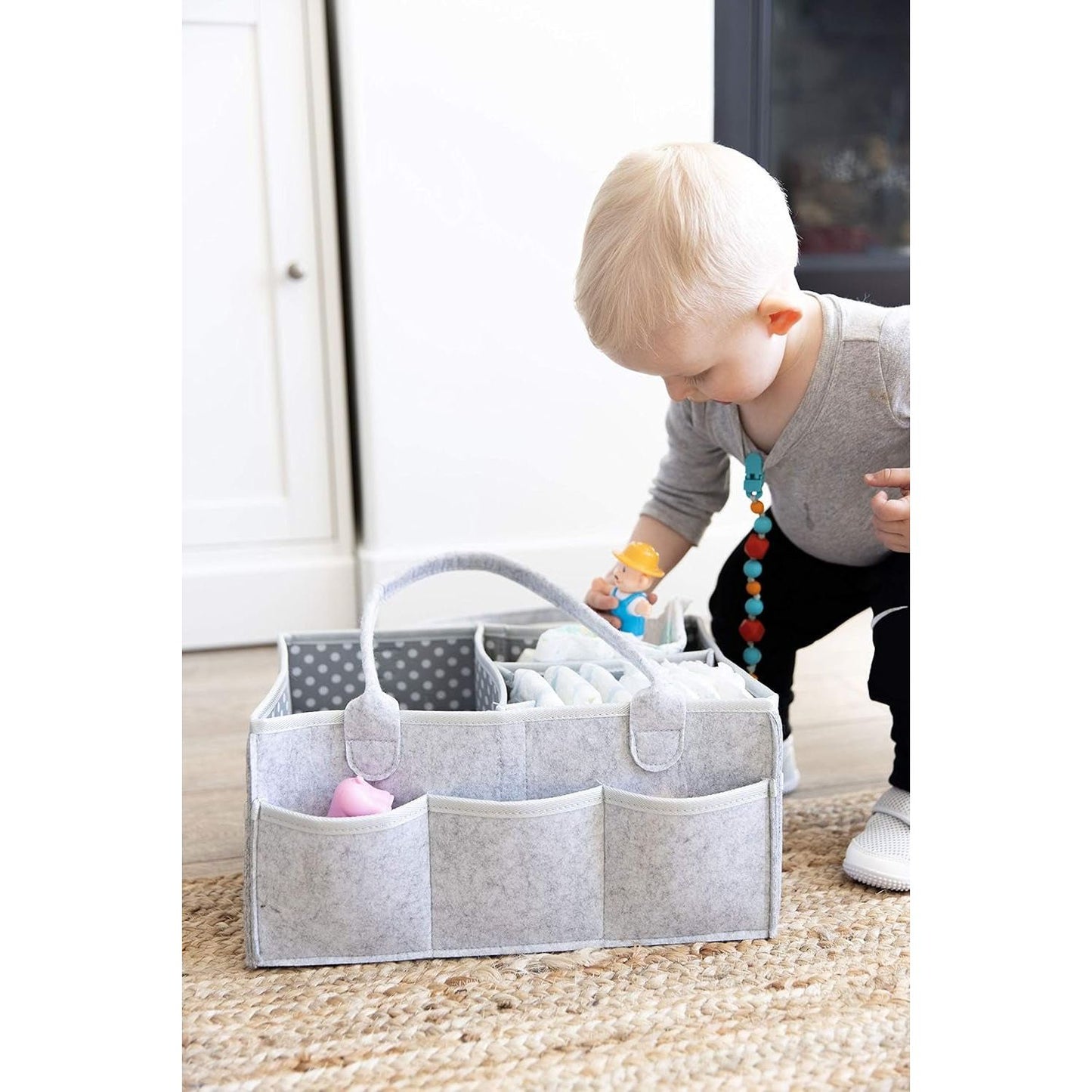 Portable Diaper Caddy Organizer - Nursery Essential for Changing Table - Top Baby Shower Gift - householdessential