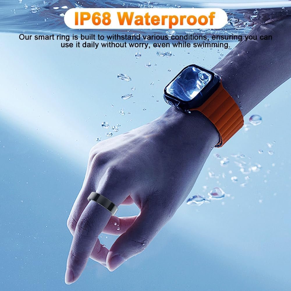 Smart Ring Health Tracker, Blood Pressure Monitoring Ring, IP68 Waterproof Fitness Ring - householdessential