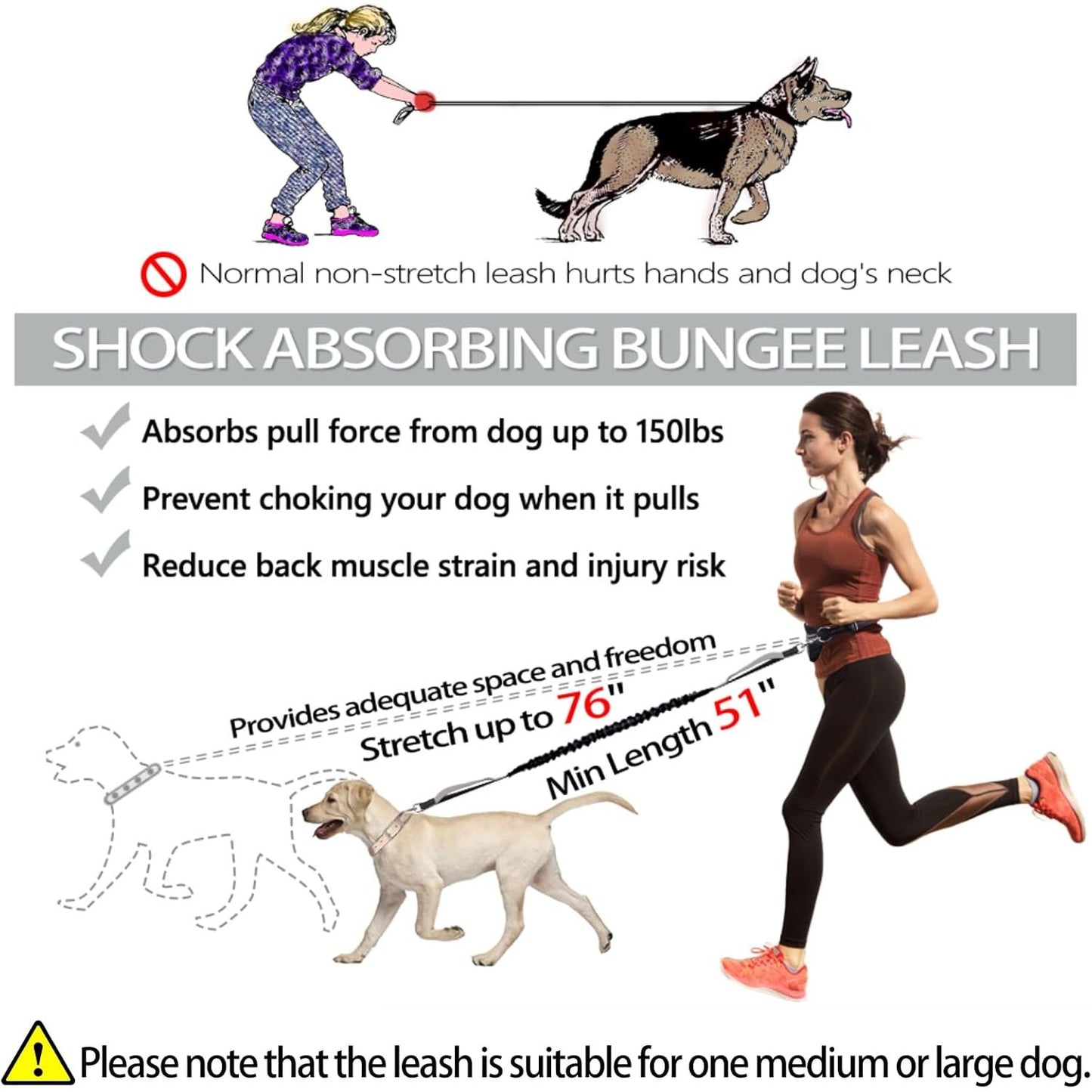 Hands Free Dog Leash with Waist Running Pouch - householdessential