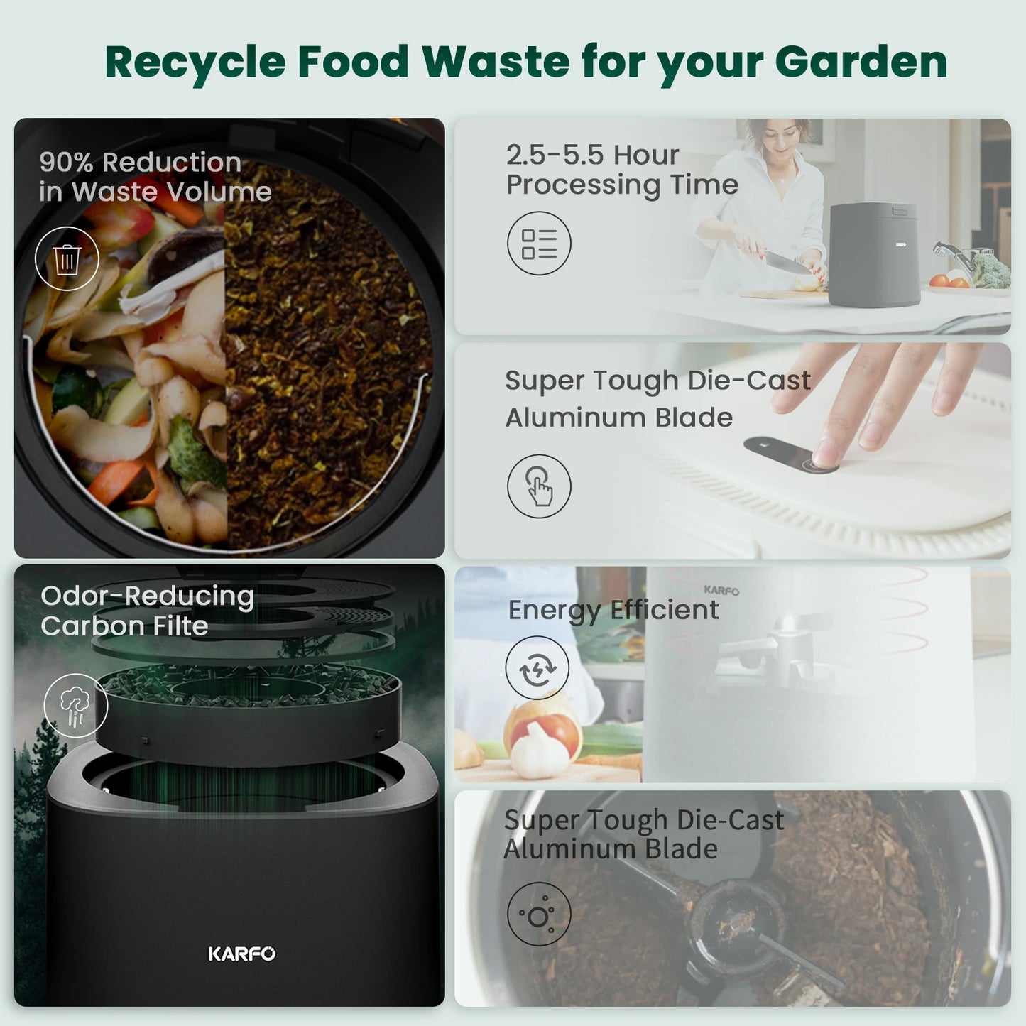 Ecostar S1 Smart Kitchen Waste Composter - Eco-Friendly Electric Bin - householdessential