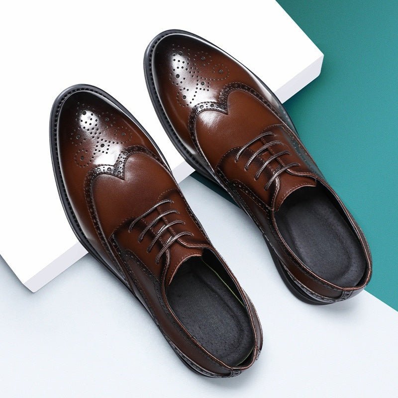Fashion New Brogue Leather Shoes Men - householdessential