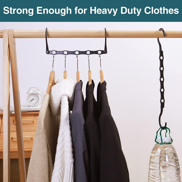 6 Pack Black Space Saving Hangers, Magic Hangers, Closet Organizers, Space Saver Hanger Organizer, Dorm Room Essentials