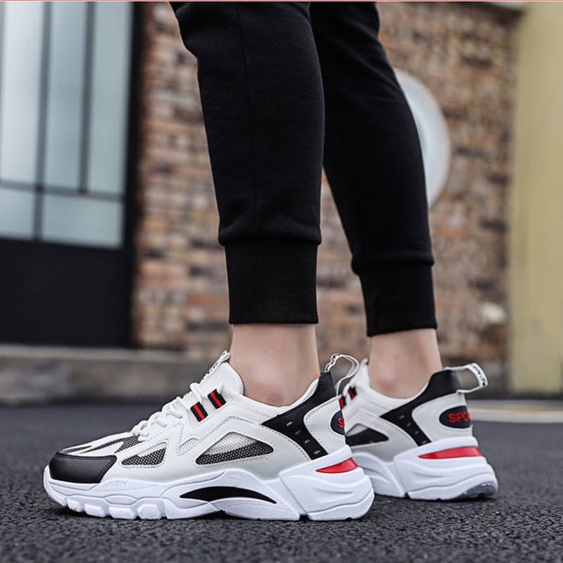 White Sneakers Men Non Slip Walking Running Shoes Sports - householdessential