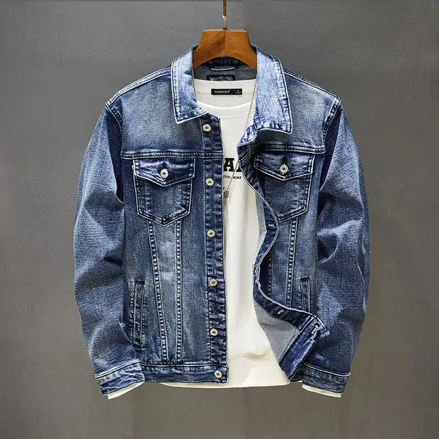 Casual Long-Sleeved Denim Jacket for Men