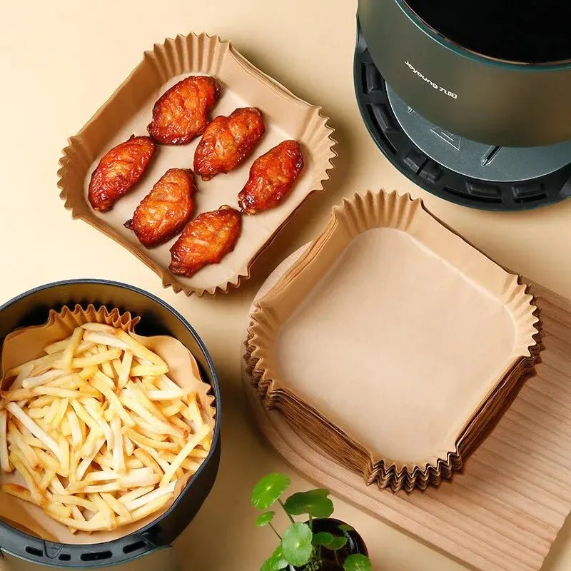 Eco-Friendly Air Fryer Paper Liners - 50 Pcs Set Disposable Parchment Sheets - householdessential
