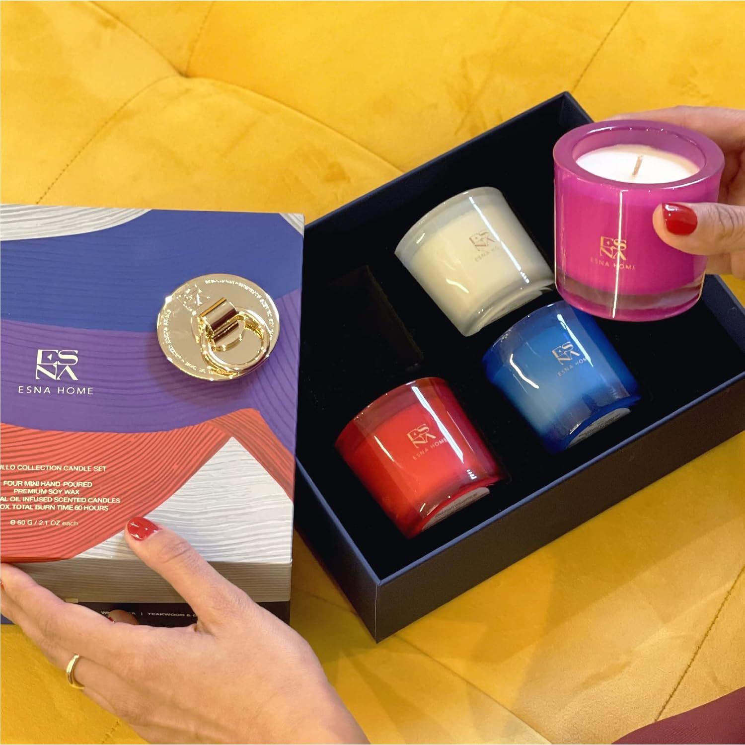 Lavender Stress Relief Soy Candle Gift Set | Luxury Candle Box for Women - householdessential