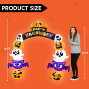 Joyfy 8 Ft Halloween Inflatable Archway Stacked Pumpkins Halloween Archway Bat Decorations Inflatable with Build-In Leds,Halloween Blow up Yard Decorations