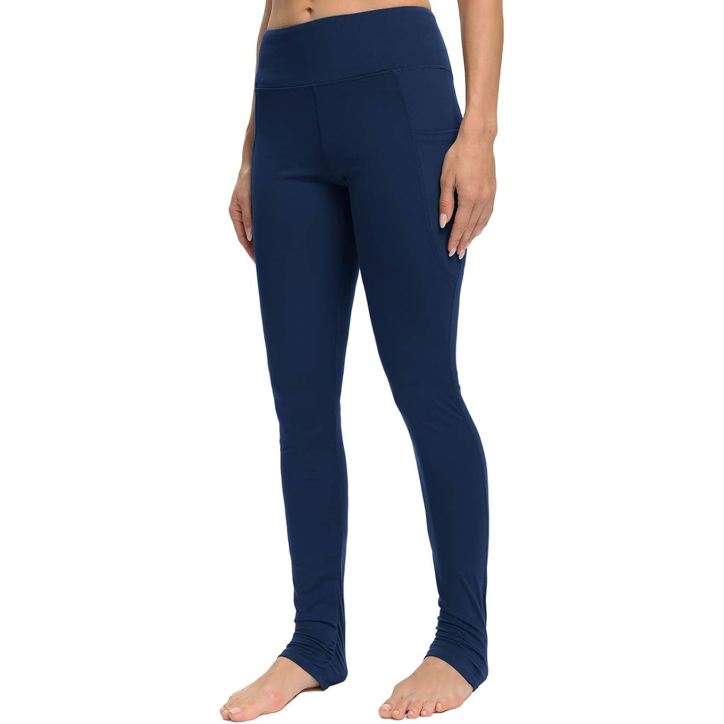 Yoga Pants for Women High Waisted Tummy Contro Butt Lifting Stretch Yoga Leggings with Pockets, Navy Blue, M
