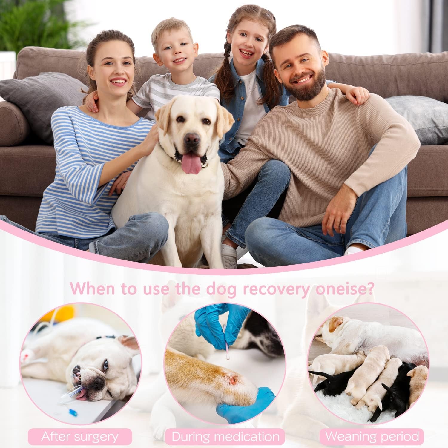 Pet Onesie Surgery Recovery Suit for Dogs Small Medium Pink Star - householdessential