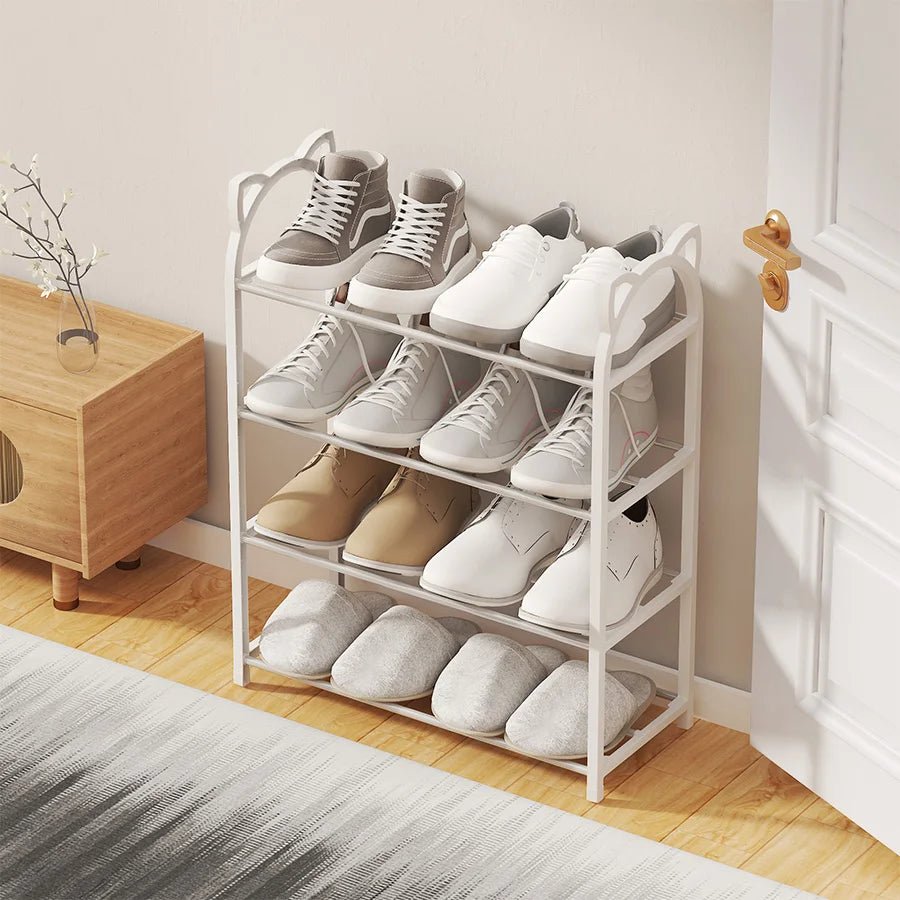 4-Layer Household Storage Rack Shoe Cabinet Simple Shoe Rack with Galvanized Tube - householdessential
