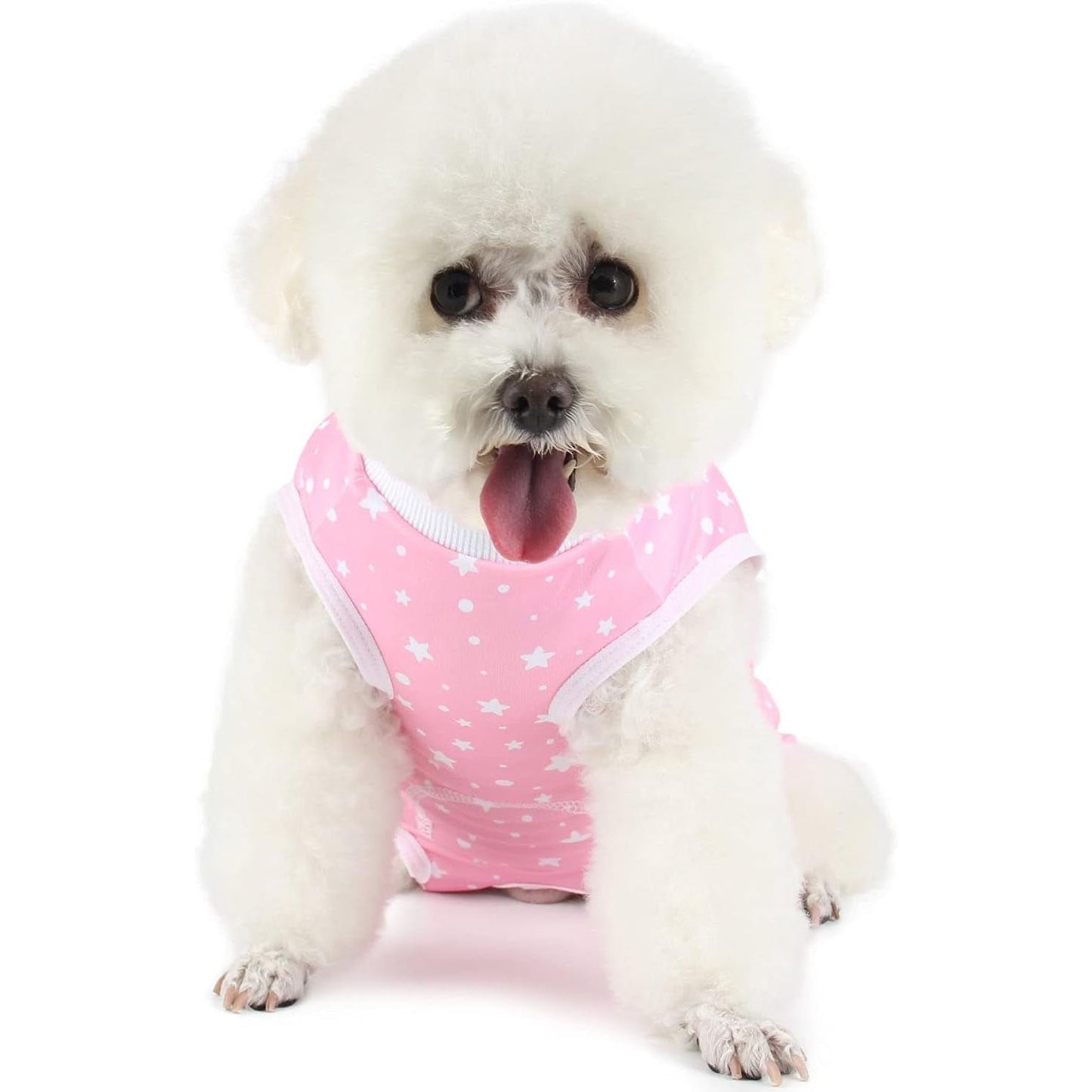 Pet Onesie Surgery Recovery Suit for Dogs Small Medium Pink Star - householdessential