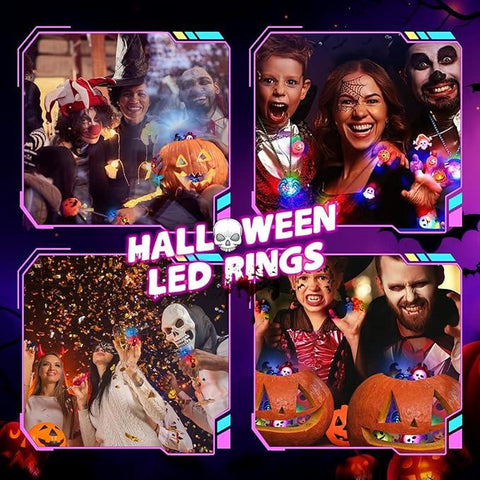 Halloween LED Light up Rings Dreamy 3D Flashing Glow Rings Non Candy Trick or Treat Halloween Gift Party Favor for Kids and Adults 50PCS Costume Ideas DIY Halloween 2025 New