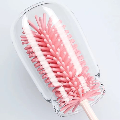 3-Piece Silicone Bottle Brush 360° Rotating Baby Nipple Brush Washing Cup Brush Bottle Cleaning Brush Set