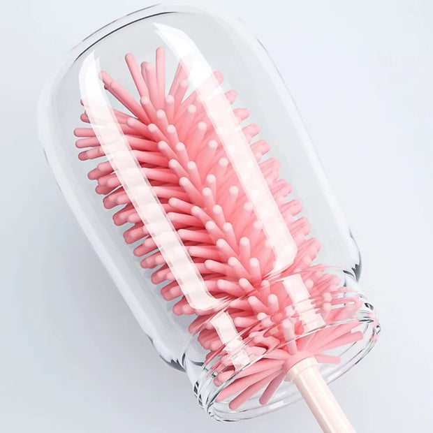 3-Piece Silicone Bottle Brush 360° Rotating Baby Nipple Brush Washing Cup Brush Bottle Cleaning Brush Set