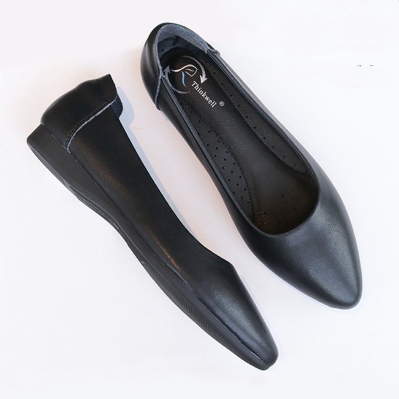 Leather Work Shoes Women Black - householdessential