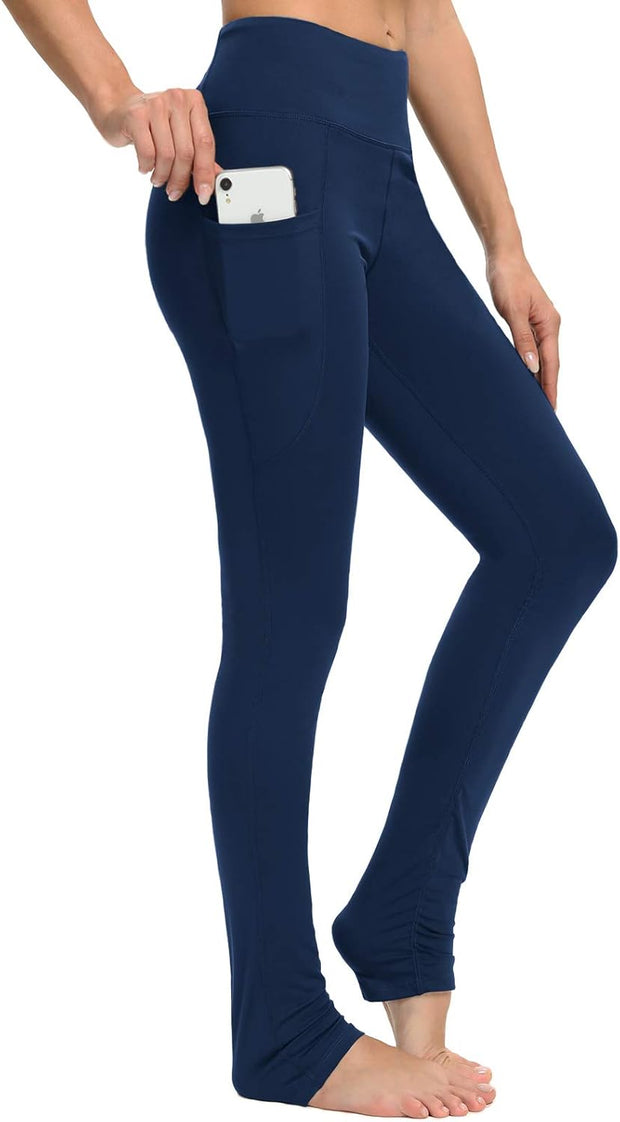 Yoga Pants for Women High Waisted Tummy Contro Butt Lifting Stretch Yoga Leggings with Pockets, Navy Blue, M
