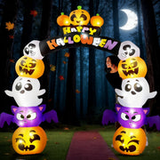 Joyfy 8 Ft Halloween Inflatable Archway Stacked Pumpkins Halloween Archway Bat Decorations Inflatable with Build-In Leds,Halloween Blow up Yard Decorations