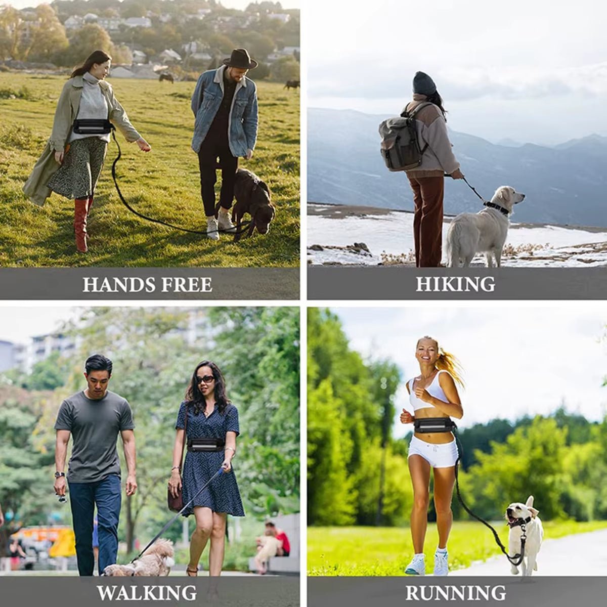 Adjustable Reflective Running Leash with Waist Bag - Hands Free Dog Leash Belt - householdessential