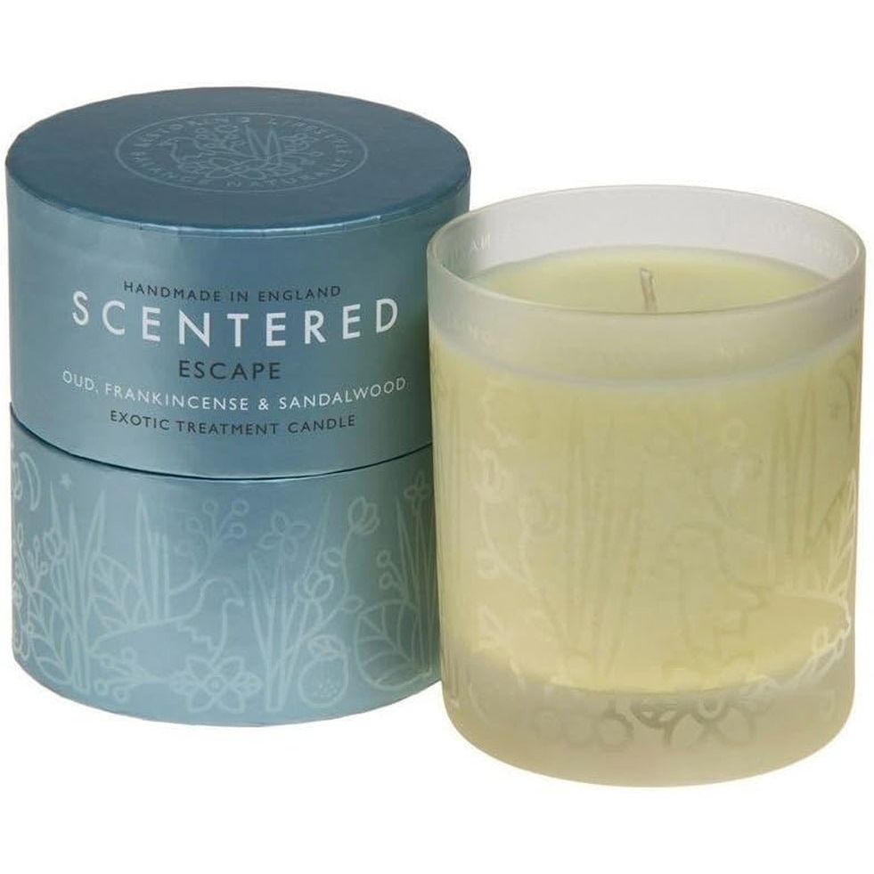 Escape Scented Aromatherapy Candle - Oud & Cedarwood Essential Oil Blend - householdessential