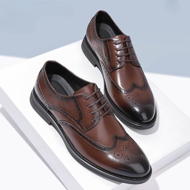 Fashion New Brogue Leather Shoes Men - householdessential