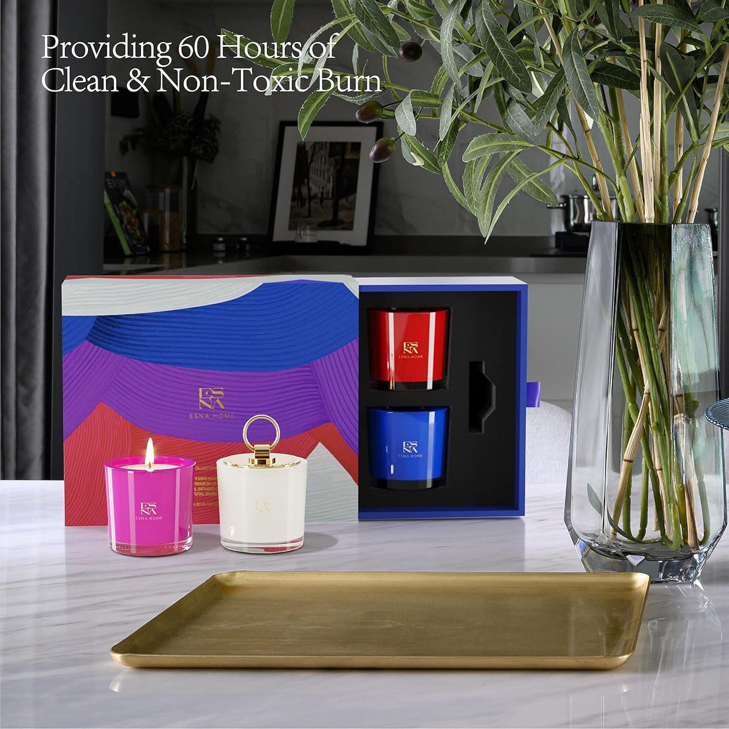 Lavender Stress Relief Soy Candle Gift Set | Luxury Candle Box for Women - householdessential