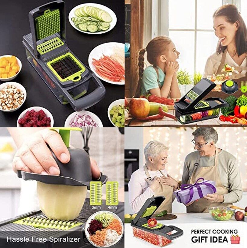 16 In 1 Vegetable Chopper, Salad Fruit Vegetable Food Chopper Slicer Peeler - householdessential