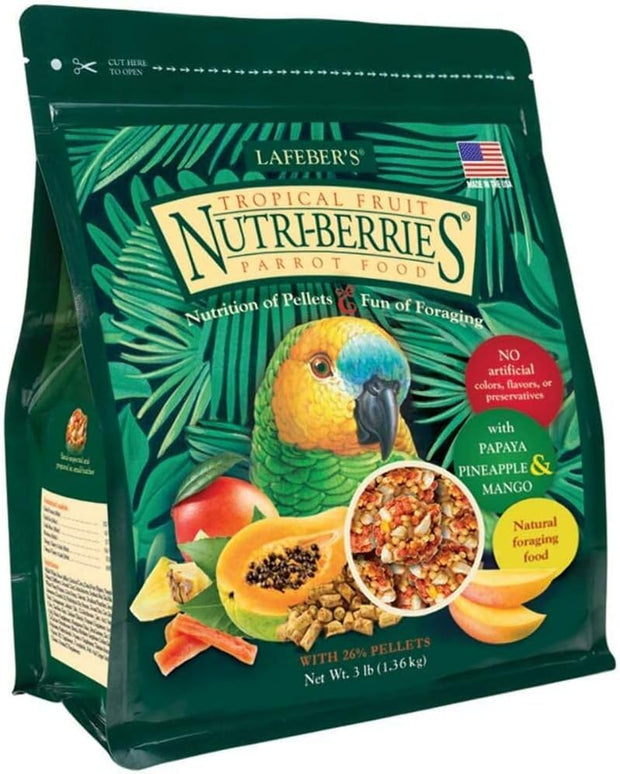 'S Tropical Fruit Nutri-Berries Pet Bird Food, Made with Non-Gmo and Human-Grade Ingredients, for Parrots, 3 Lb