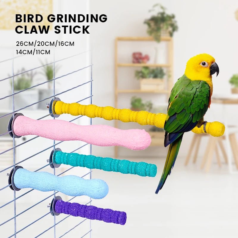 Wooden Bird Perches and Parakeet Grinding Bar Set for Parrot Cage Accessories - householdessential