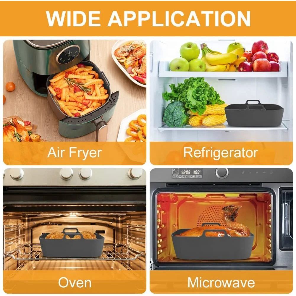 Non-Stick Silicone Air Fryer Liners Set - Reusable Basket Liners - householdessential