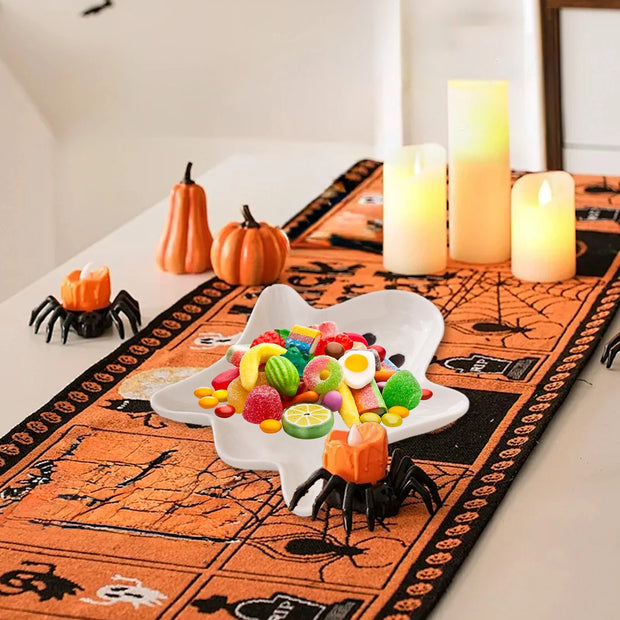 Upgraded Halloween Ceramic Ghost Plate 5"X4",Reusable Halloween Plate for Everything from Desserts, Salads, Snacks, Candy, Appetizers and More (Pack of 2)