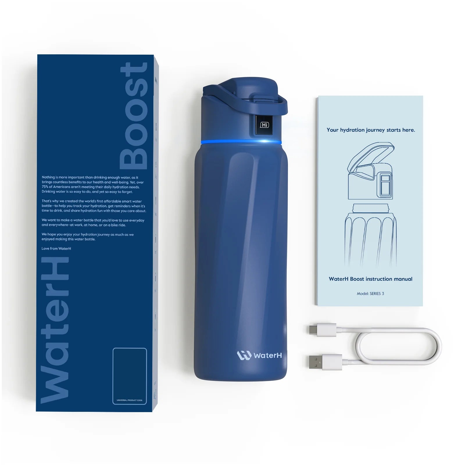 Waterh Boost Smart Water Bottle: 32 Oz Hydration Tracker with APP & Insulation - householdessential