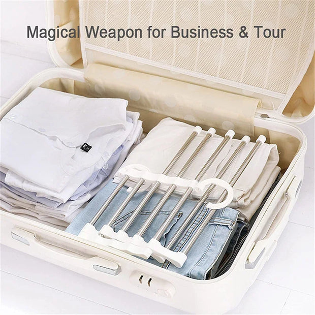 5 in 1Pants Storage Hanger Organizer Hangers save Wardrobe Space Magic Folding Pant Rack Tie Hanger Shelves Closet Organizer