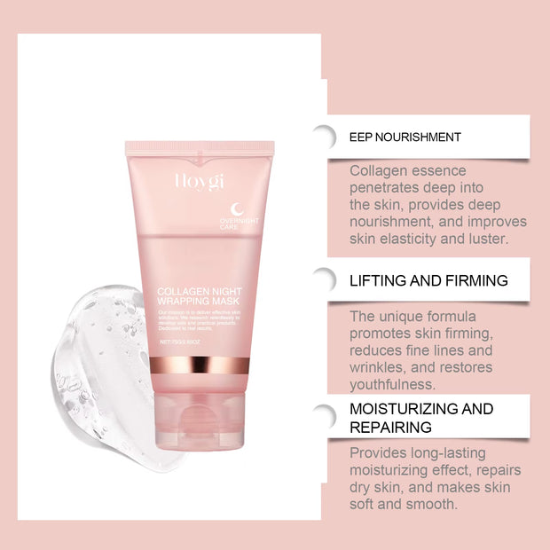Collagen Peel off Facial Mask Gently Cleansing Deeply Hydrating Moisturizing Night Wrapping Face Mask Korean Skin Care Cream