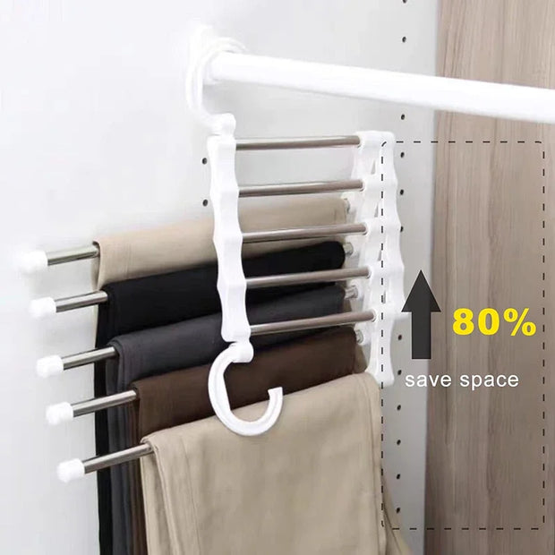 5 in 1Pants Storage Hanger Organizer Hangers save Wardrobe Space Magic Folding Pant Rack Tie Hanger Shelves Closet Organizer