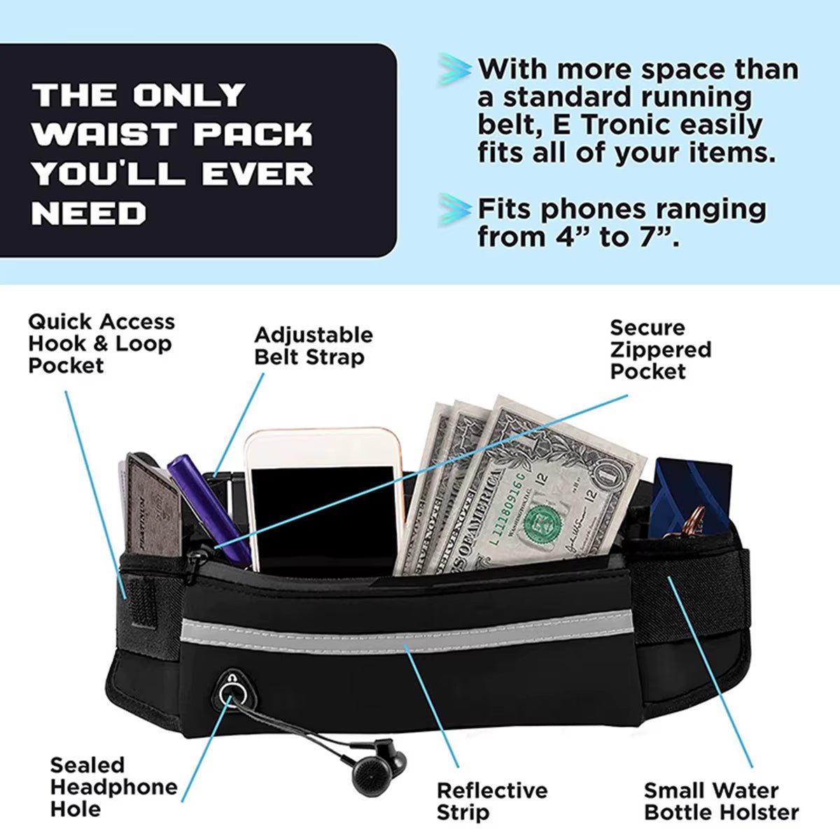 Adjustable Reflective Running Leash with Waist Bag - Hands Free Dog Leash Belt - householdessential