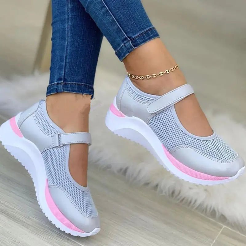 Breathable Mesh White Sports Shoes for Women - householdessential