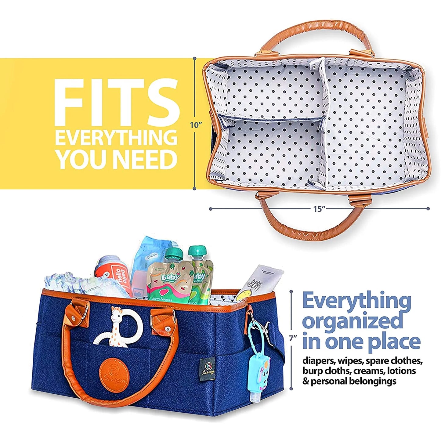Diaper Caddy Organizer Bag Storage Tote for Baby Stuff Gifts for Moms Navy Blue - householdessential