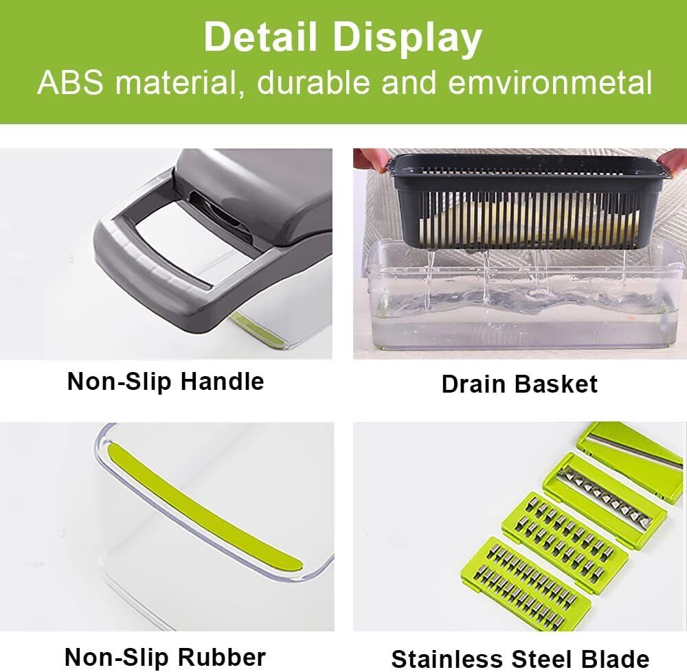 16 In 1 Vegetable Chopper, Salad Fruit Vegetable Food Chopper Slicer Peeler - householdessential