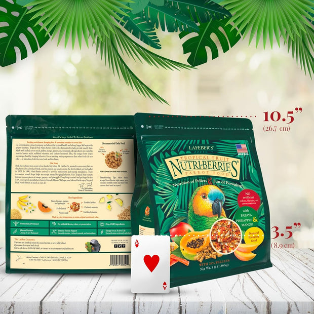 'S Tropical Fruit Nutri-Berries Pet Bird Food, Made with Non-Gmo and Human-Grade Ingredients, for Parrots, 3 Lb