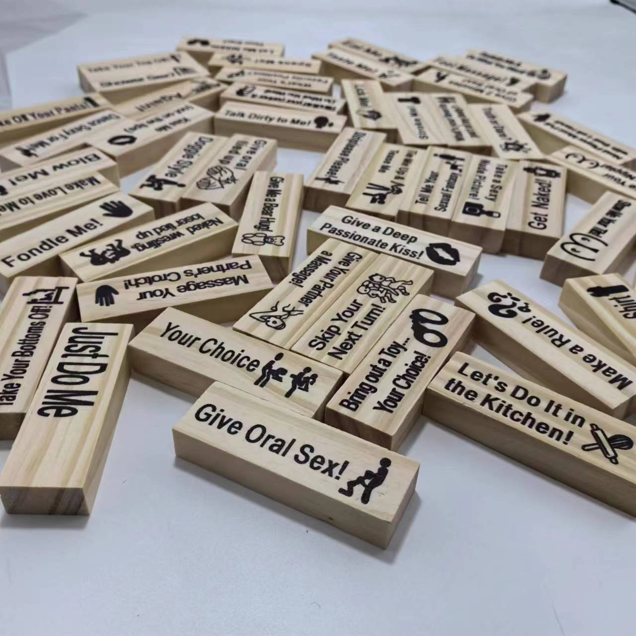 Romantic Couples Stacking Game Night Fun Valentines Intimacy Jenga Block Tower Set - householdessential