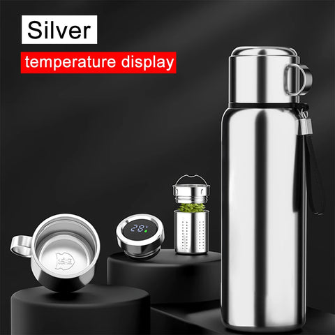 Large Capacity Stainless Steel Thermos Bottle LED Temperature Display Smart Water Bottle for Outdoor Vacuum Flask Thermal Mug