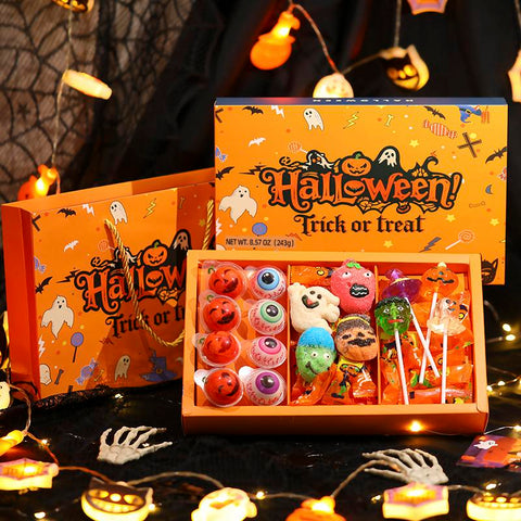 Halloween Candy Gift Box Set, 4D Lollipop Marshmallows Gummies , Various Mixed Candies Party Favors, Creative Ghost Pumpkin Bat, High-Appearance Snacks, for Kids/Children,Besties,Little Friends,Boyfriends and Girlfriends Gift 8.57 OZ (33 Count)