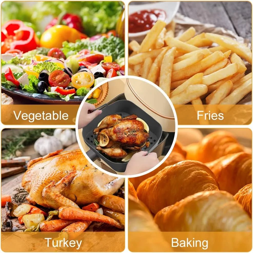 Non-Stick Silicone Air Fryer Liners Set - Reusable Basket Liners - householdessential