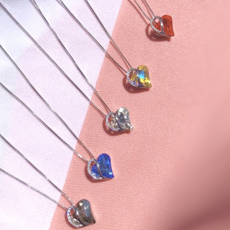 925 Sliver Heart Shaped Geometric Necklace Jewelry Women's Clavicle Chain Valentine's Mothers Day Gift - householdessential