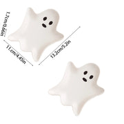 Upgraded Halloween Ceramic Ghost Plate 5"X4",Reusable Halloween Plate for Everything from Desserts, Salads, Snacks, Candy, Appetizers and More (Pack of 2)